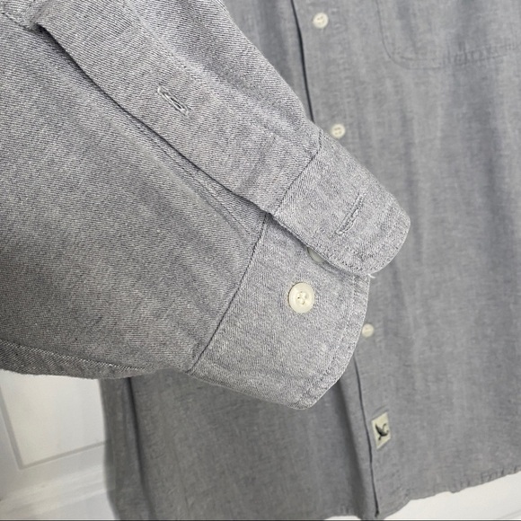 Vintage Eddie Bauer Grey Button Front Flannel Collared Shirt Size Large - Picture 2 of 7